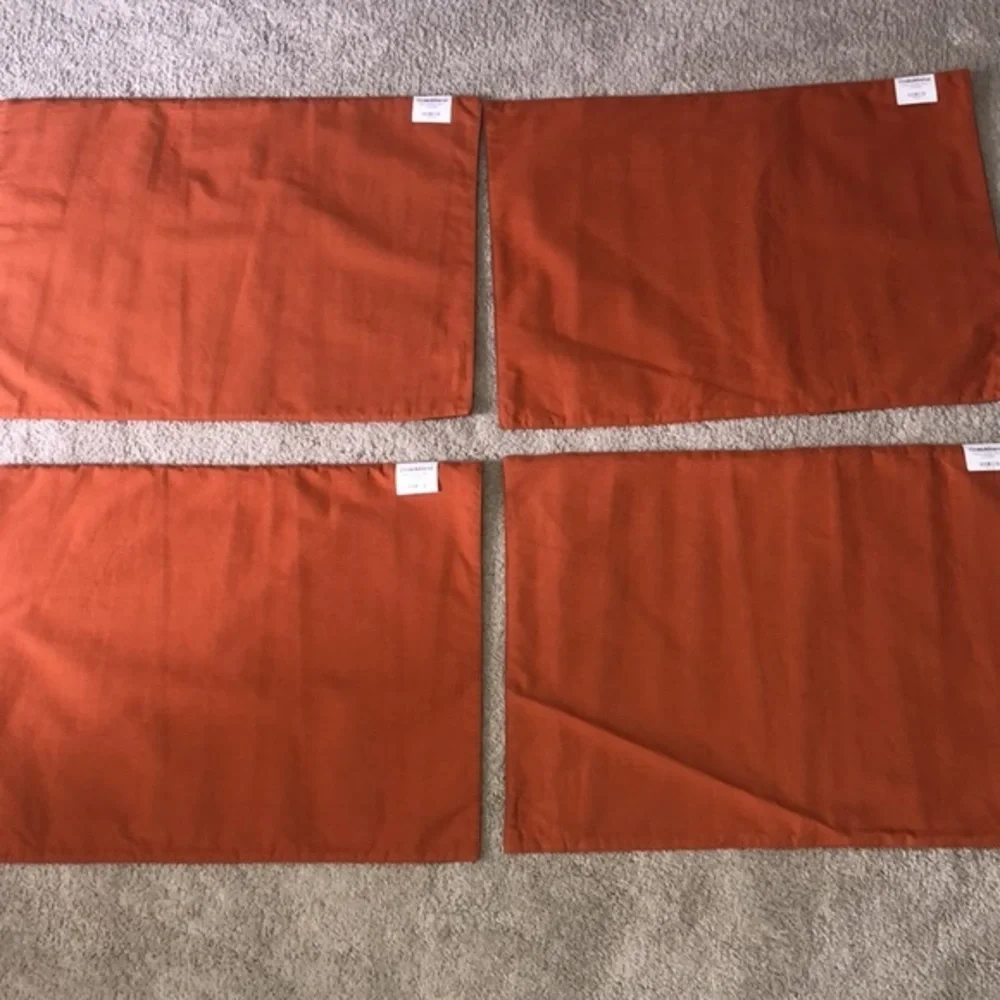 Crate & Barrel Halloween Fall Thanksgiving‎ Placemats Set (4) Orange Angle Multi